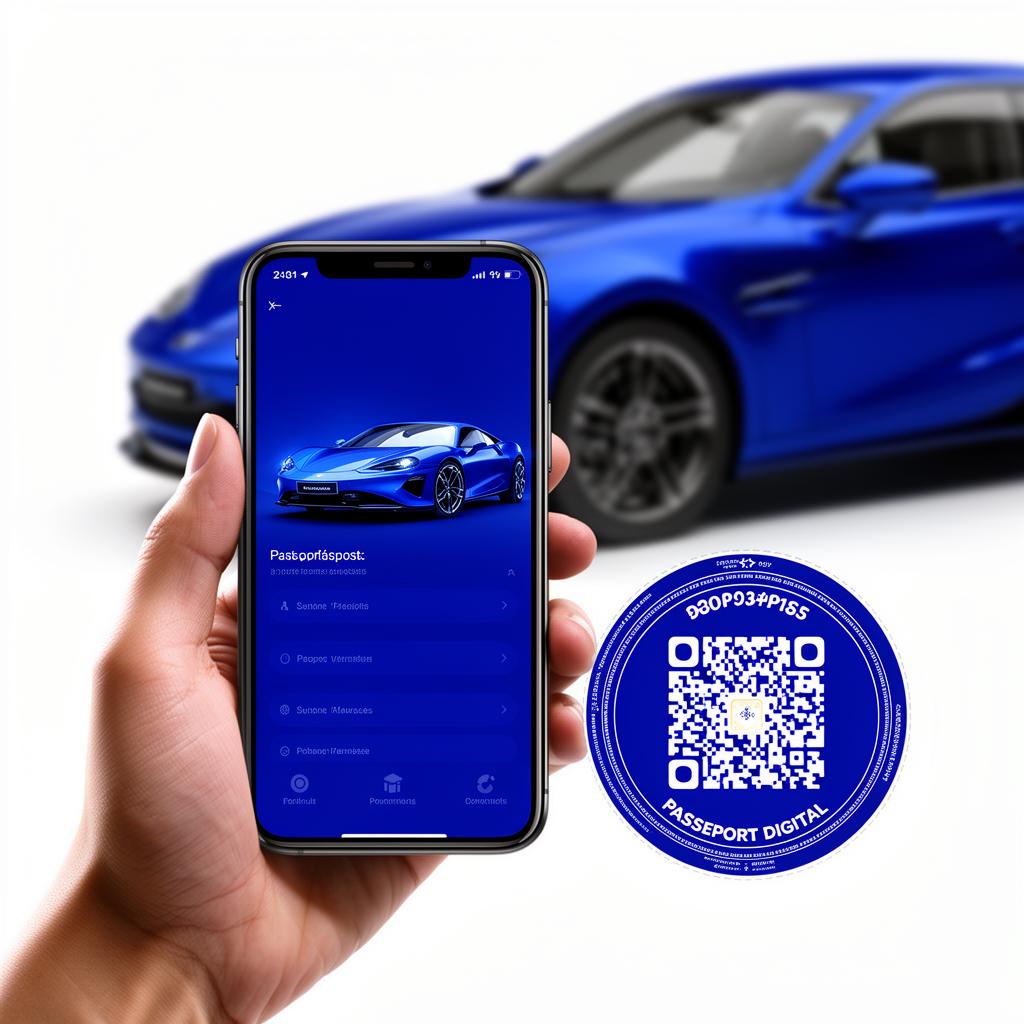 Passeport digital CarStory sur smartphone avec vignette QR code